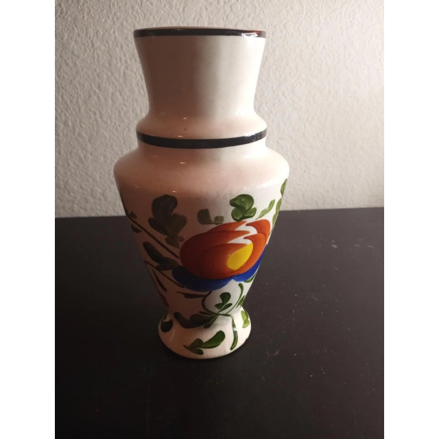 Boho Chic 1970s Hand Painted Ceramic Vase For Sale - Image 3 of 8