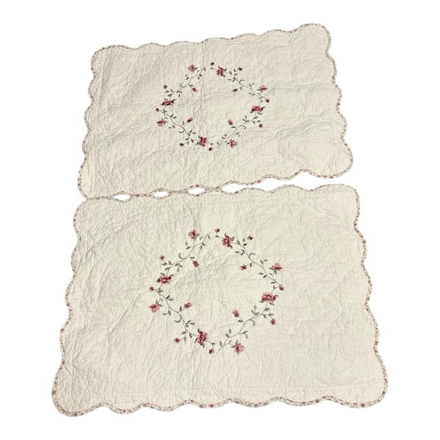 Red Floral Pillow Shams Vintage Pack of 2 For Sale