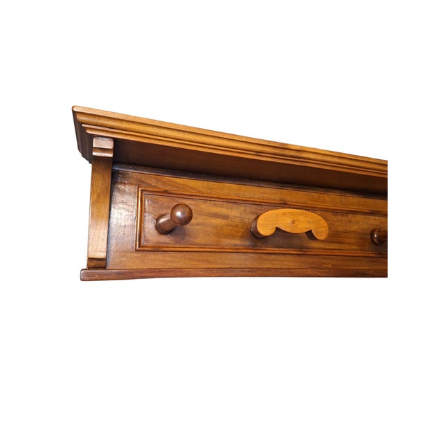 Antique Italian Wall Coat Hanger in Walnut, 1890s For Sale - Image 4 of 10