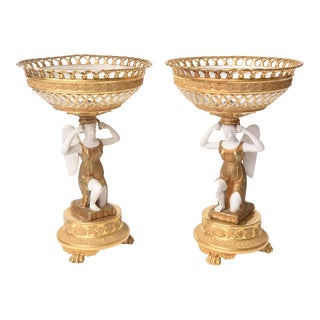 Antique First Period French Empire Centerpiece Tazzas or Fruit Compotes - A Pair For Sale