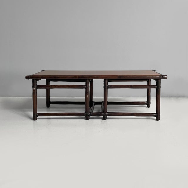 Mid-Century Modern Rattan and Wood Coffee Table by Lyda Levi for McGuire, USA, 1970s For Sale - Image 3 of 18