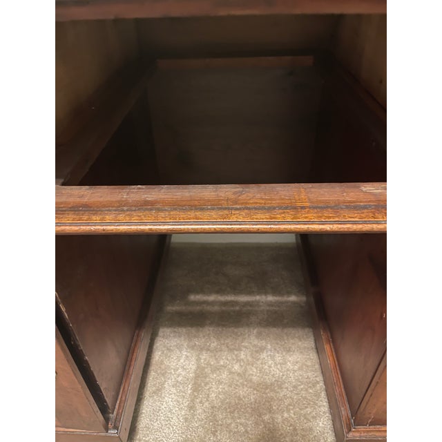 Wood Antique Neoclassical Style Solid Wood Double-Pedestal Executive Desk For Sale - Image 7 of 17