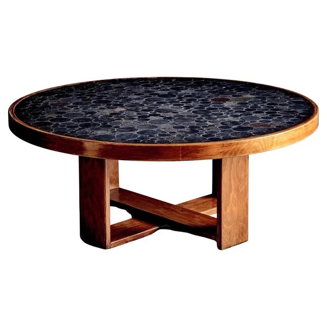 Coffee Table with Mosaic Stone Top attributed to Heinz Lilienthal, Germany, 1970s For Sale - Image 9 of 9