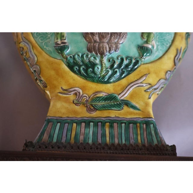 Vintage Chinese Famille Jaune Porcelain Guanyin Table Lamp With Dragon Handles, C. 1900 For Sale - Image 13 of 16