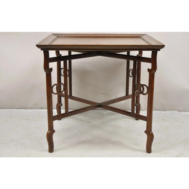 Mid 20th Century Michael Taylor for Baker Far East Asian Burl Wood Square Occasional Side Table For Sale - Image 12 of 12