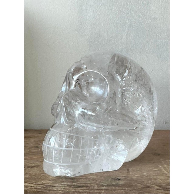 Vintage Boho Carved Rock Crystal Skull For Sale In West Palm - Image 6 of 9