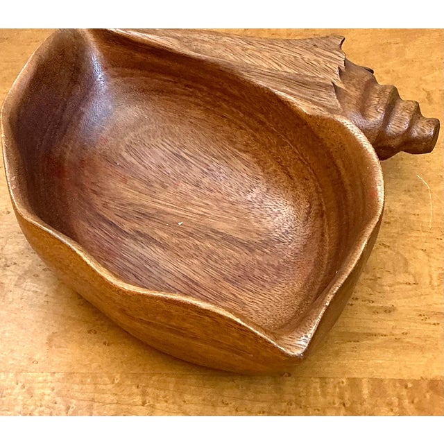 Vintage Carved Wood Shell Bowl For Sale - Image 4 of 16