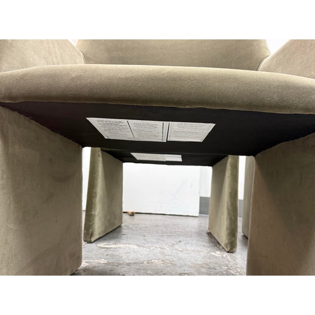 Caleb Zipperer for Cb2 Foley Olive Green Velvet Dining Armchairs, Set of Four For Sale - Image 12 of 12