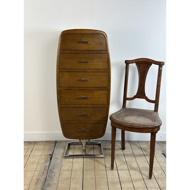 Brown Art Deco Style Storage Unit with Drawers in Wood and Chrome, 2000s For Sale - Image 8 of 13