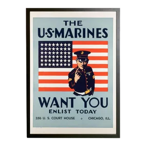 "The u.s. Marines Want You" Vintage Wwii Recruitment Poster, 1940
