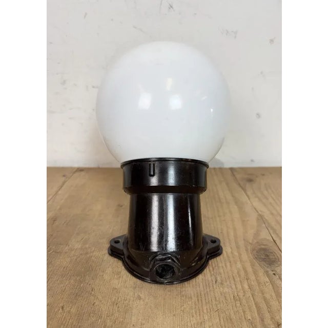 Plastic Vintage Brown Bakelite Wall Light with Milk Glass, 1970s For Sale - Image 7 of 10
