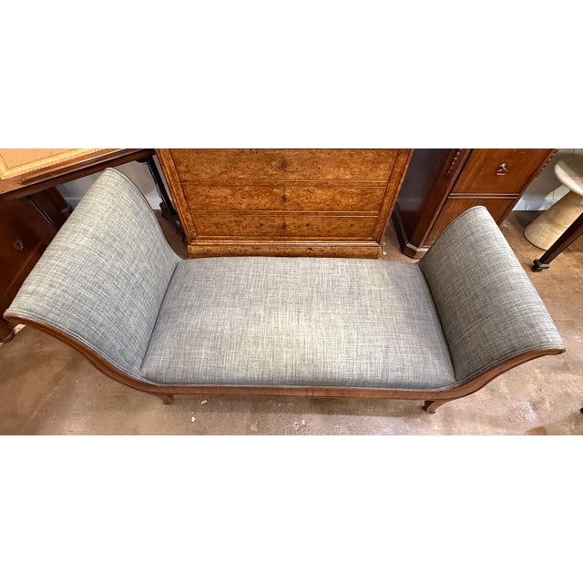 Linen French Empire Day Bed or Window Seat Upholstered in Linen on Walnut Frame For Sale - Image 8 of 8