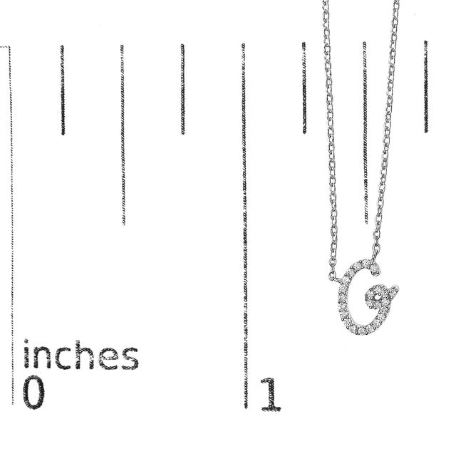 Early 21st Century 10K White Gold Diamond Accent "G" Initial Script Style Pendant Necklace For Sale - Image 5 of 5