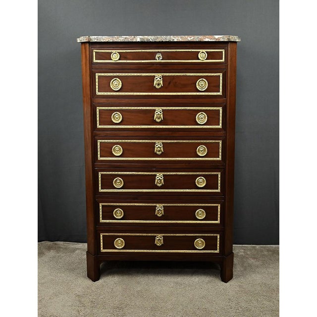 Brown Louis XVI Chest of Drawers in Mahogany Veneer For Sale - Image 8 of 18