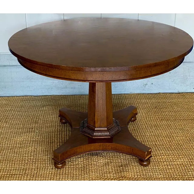 John Stuart Mid Century John Stuart Pedestal Table With Two Leaves, Signed For Sale - Image 4 of 11