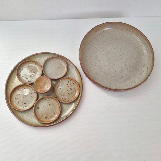 Ceramic Vintage Pyrite Stoneware Serving Platter from La Borne, 1970s, Set of 2 For Sale - Image 7 of 15
