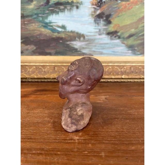 Mid 20th Century Vintage Abstract Clay Bust Sculpture With Possibly Red Iron Oxide Finish For Sale - Image 5 of 9