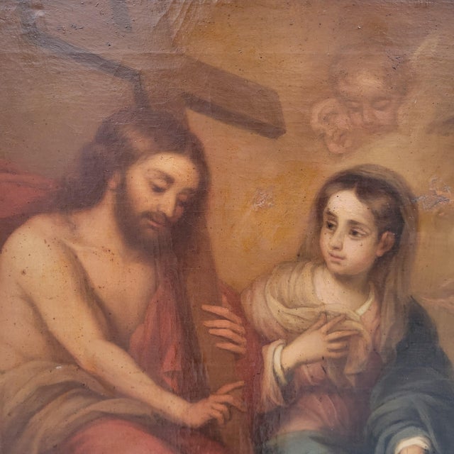 After Murillo, Vision of Saint Francis of Assisi at the Porziuncola, 19th Century, Oil on Canvas For Sale - Image 6 of 18