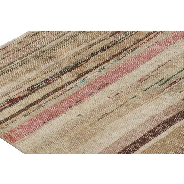 Vintage Distressed Abstract Rug With Vibrant Polychromatic Striae - Rug & Kilim For Sale In New York - Image 6 of 8