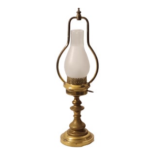 Mid 20th Century Traditional Brass Torchiere Table Lamp For Sale