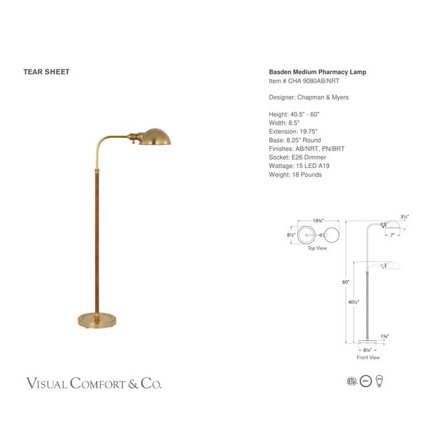 Chapman & Myers by Visual Comfort Signature Basden Medium Pharmacy Lamp in Antique-Burnished Brass and Natural Rattan...