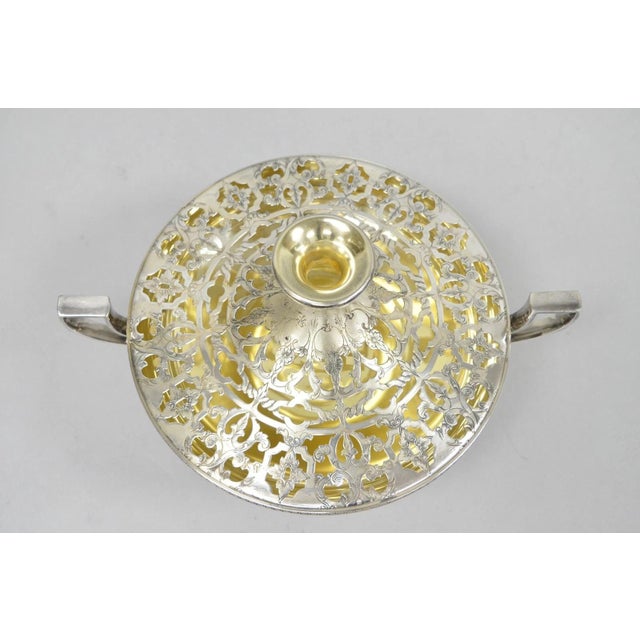 Vintage Victorian Silver Plated Flower Frog Flower Arranger Vase W Pedestal Base For Sale - Image 10 of 16