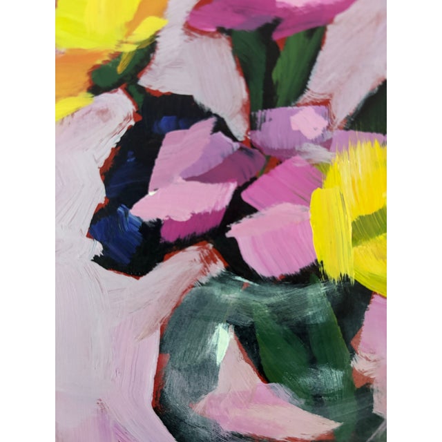 “Pink Reverie” is a vibrant 6” x 6” acrylic floral still life that celebrates color, gesture, and painterly instinct. Set...