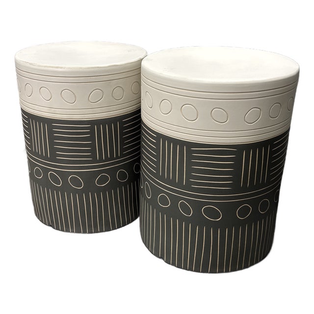 Uttermost Hieroglyphics Garden Stools, Pair For Sale