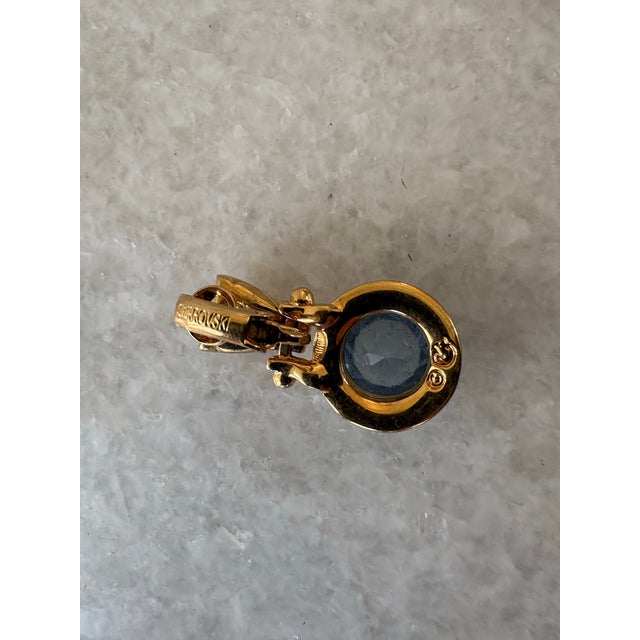 Vintage Swarovski Gold Tone Pave Crystal & Purple/Blue Crystal Clip-on Earring.