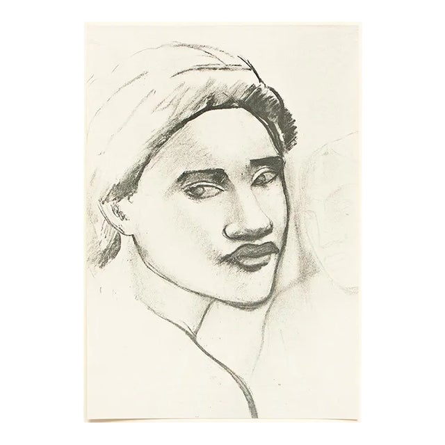1949 After Paul Gauguin "Tahitian Sketch", First Edition Black and White Print For Sale