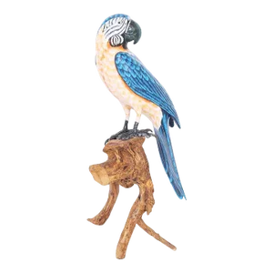 Carved and Painted Wood Parrot Sculpture