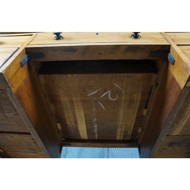 Antique 19th C. English Regency Maple & Oak Tooled Leather Top Partner's Desk For Sale - Image 17 of 18