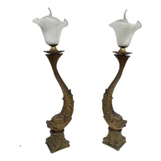 Vintage Brass Lamps, 1920s, Set of 2 For Sale