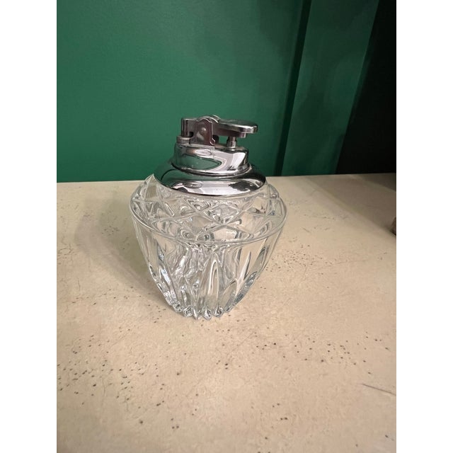 Hollywood Regency Vintage Crystal Table Lighter For Sale - Image 3 of 7