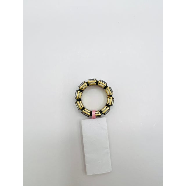 Metal Gia Asscher Cut Diamond Eternity Band in 18k Yellow Gold & Black Rhodium, Size 7 For Sale - Image 7 of 8