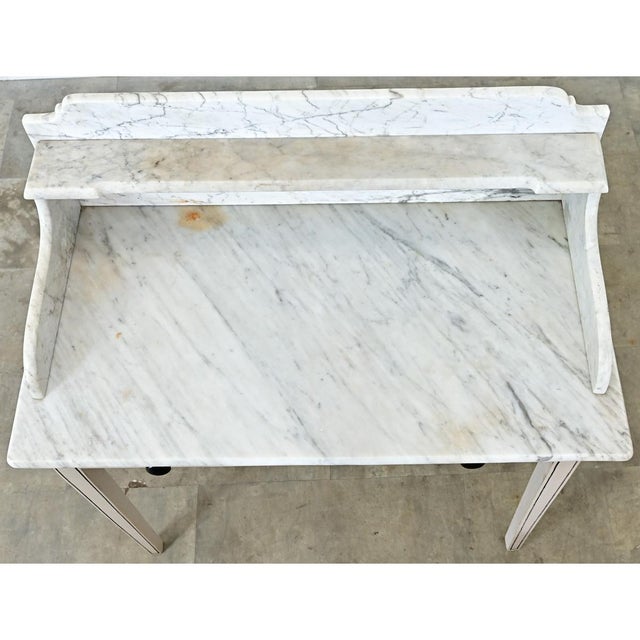 Victorian English 19th Century White Marble Top Vanity with New Paint For Sale - Image 3 of 16