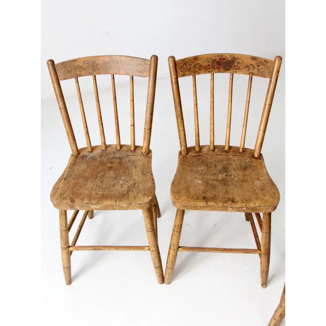 Antique Stencil Back Dining Chairs Set of 4 For Sale - Image 6 of 12