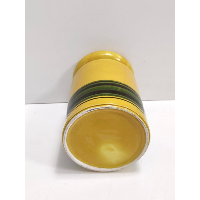 Yellow Postmodern Blue and Yellow Glazed Vase and Bottles attributed to Parravicini, 1970s, Set of 3 For Sale - Image 8 of 15