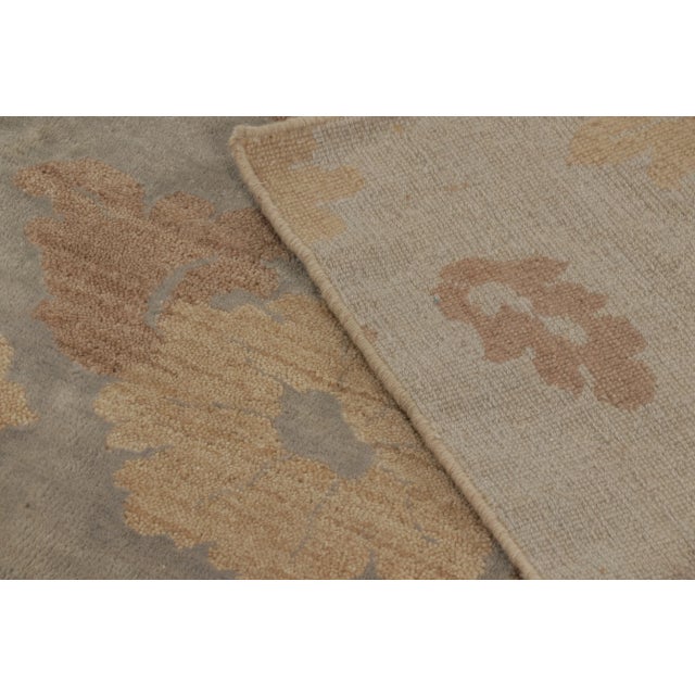 Rug & Kilim’s Modern Mogul Runner in Beige, Brown & Gold With Floral Patterns For Sale - Image 9 of 9