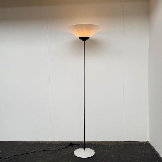 Black Postmodern Uplighter Floor Lamp in Frosted Plastic and Lacquered Metal, 1990s For Sale - Image 8 of 9