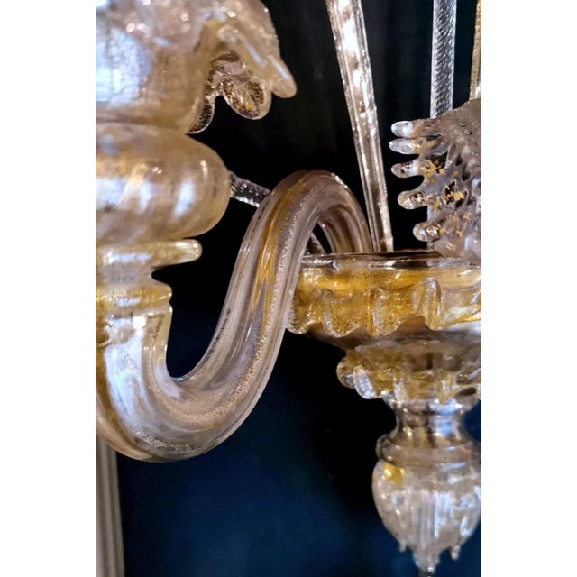 Art Nouveau Italian Murano Glass Wall Sconce in Blown Glass and Gold, 1950s For Sale - Image 10 of 13