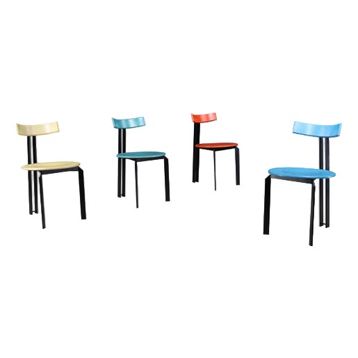 Postmodern Zeta Dining Chairs attributed to Harvink, Netherlands, 1980s, Set of 4 For Sale