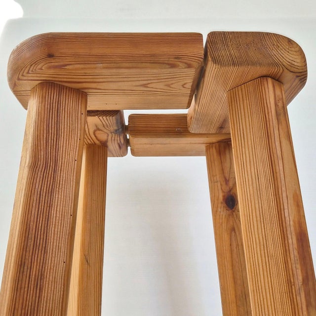 1950s Vintage Swedish Scandinavian Stool in Pine by Olof Ottelin for Finnsauna, 1950 For Sale - Image 5 of 14
