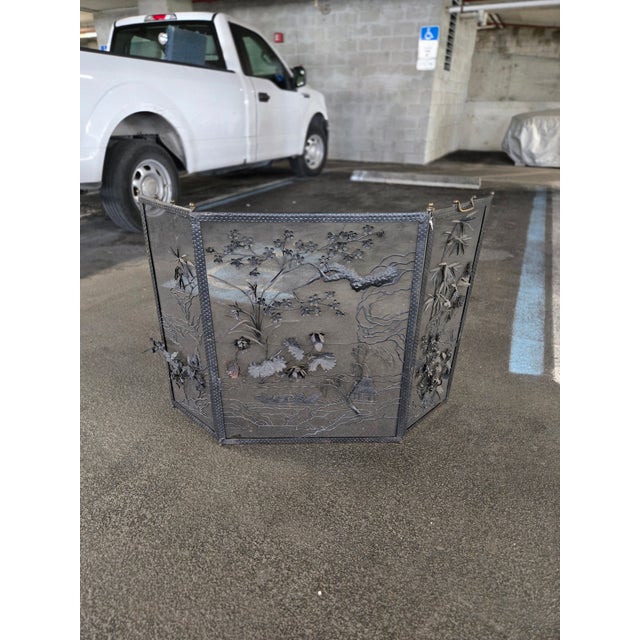 1920"s Wrought Iron Japanese Wrought IronFirescreen For Sale In Miami - Image 6 of 10