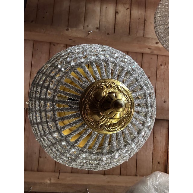 Bronze 1980 French Louis XVI Gold Bronze Crystal Lantern - 1 Pc For Sale - Image 8 of 15