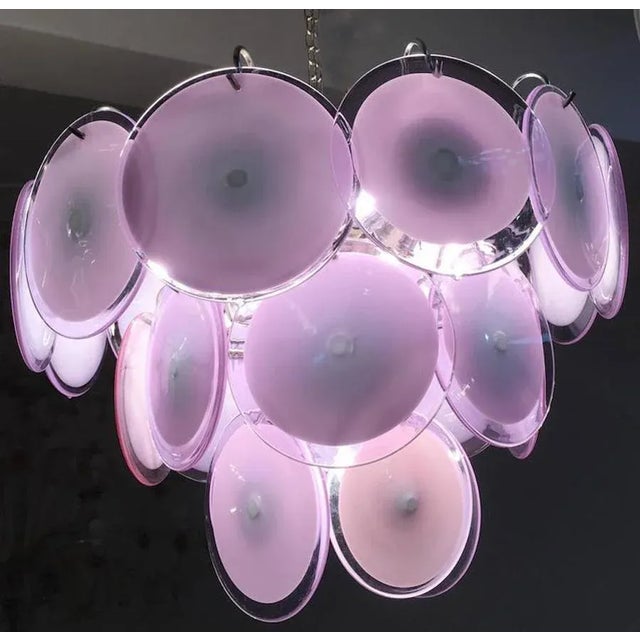 Pink Murano Glass Disc Chandelier, Italy, 1970s For Sale - Image 11 of 15