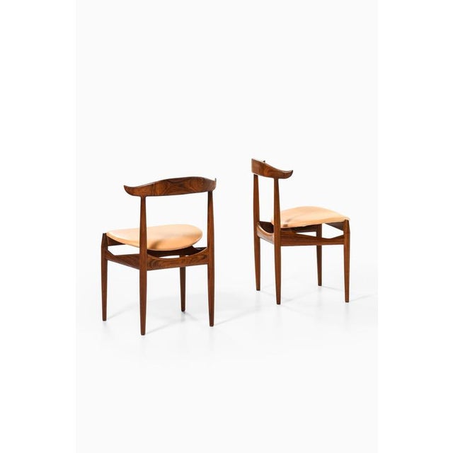 Dining Chairs in Leather and Rosewood attributed to Knud Færch, 1950s, Set of 6 For Sale - Image 6 of 11