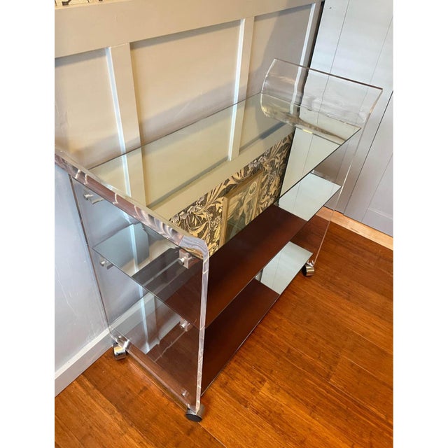 Glass Vintage, Postmodern Shlomi Haziza Lucite Barcart, Attributed For Sale - Image 7 of 7
