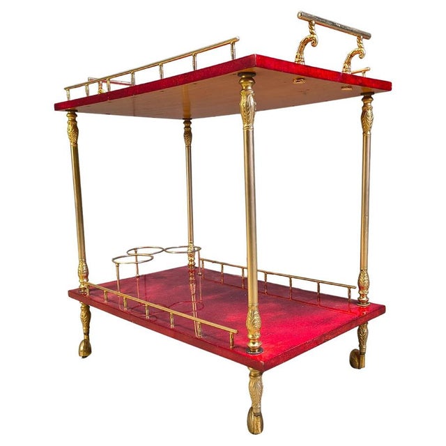 Italian Lacquered Goatskin Serving Bar Cart from Aldo Tura, 1960s For Sale - Image 18 of 18