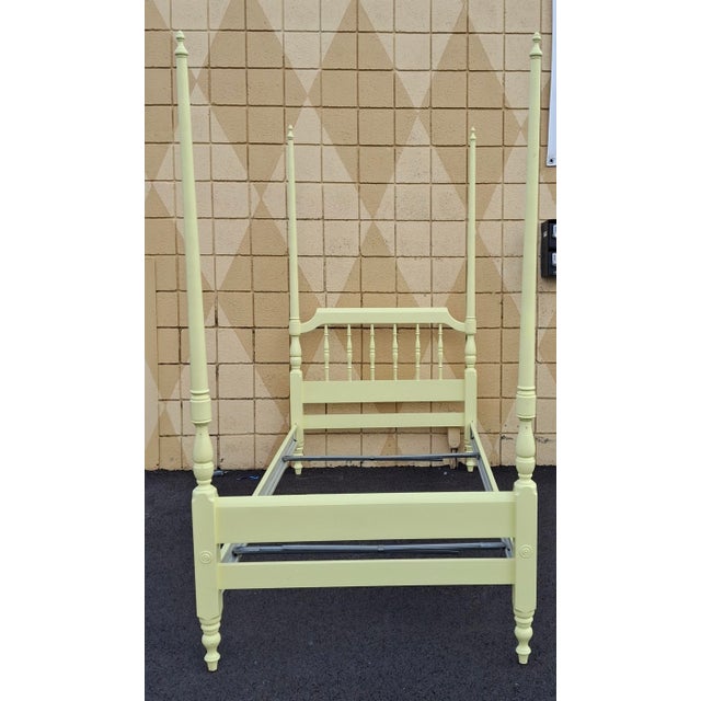 Mid-Century American Classical light Yellow Painted Maple Twin Poster Bedframe. Measures 41.5" in width, 81" in depth and...